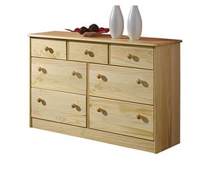 IDIMEX Commode Rondo bahut Buffet Meuble de Rangement avec 3 Petits et 4 Grands tiroirs, en pin Massif Vernis Naturel