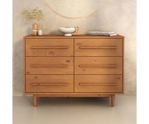 IDIMEX Commode TECCA L 111 cm avec 6 Tiroirs en Bois Massif Coloris Chêne, Meuble de Rangement pour Vêtements Design Scandinave Naturel, Tiroirs Spacieux, Poignées Noires Style Moderne Robuste