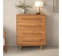 IDIMEX Commode TECCA L 80 cm avec 4 Tiroirs en Bois Massif Coloris Chêne, Meuble de Rangement pour Vêtements Design Scandinave Naturel, Tiroirs Spacieux, Poignées Noires Style Moderne Robuste