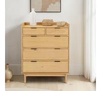 IDIMEX Commode TEPERA L 74 cm avec 5 Tiroirs en Bois Massif Finition Laquée, Meuble de Rangement pour Vêtements Design Moderne et Naturel, Tiroirs Spacieux, Poignées en Métal Discrètes