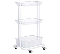 IDIMEX Desserte sur roulettes VALIENTE avec 3 bacs de Rangement, Chariot avec paniers pour Cuisine, Bureau ou Chambre d'enfant, métal Blanc
