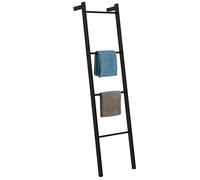 IDIMEX Echelle BERTOLA Porte-Serviette avec 4 barreaux, en métal laqué Noir