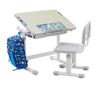 IDIMEX Ensemble Bureau et Chaise pour Enfant Tutto Table et Chaise réglable en Hauteur et pupitre inclinable chêne Sonoma, Bureau évolutif, Structure en métal Gris et Plastique Blanc