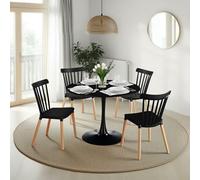 IDIMEX Ensemble Table et 4 Chaises Loire/RAVI pour Salle à Manger, Diamètre 100 cm, Noir, Petite Table Ronde pour 4 Personnes, mobilier de Salle à Manger de Style scandinave