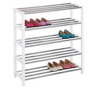 IDIMEX Etagère à Chaussures Dublin Rangement Porte-Chaussures avec 5 Niveaux pour 20 Paires en métal chromé et laqué Noir