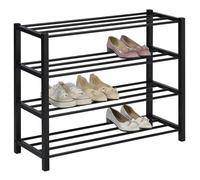 IDIMEX Étagère à Chaussures NAVAN Rangement Porte-Chaussures avec 4 Niveaux en métal laqué Noir pour 16 Paires de Chaussures