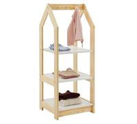 IDIMEX Étagère à Vêtement Enfant Sally en Pin Massif, Dressing avec Tringle, Tablette Inférieure Blanche, Penderie Montessori