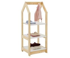 IDIMEX Étagère à Vêtement Enfant Sally en Pin Massif, Dressing avec Tringle, Tablette Inférieure Blanche, Penderie Montessori
