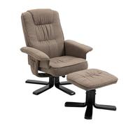 Fauteuil de relaxation CHARLY repose-pieds siège pivotant dossier inclinable assise rembourrée relax, en tissu brun et pieds noirs Brun