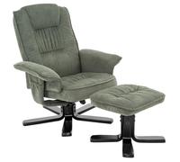 IDIMEX Fauteuil de Relaxation Charly avec Repose-Pieds Pouf, siège pivotant et Dossier inclinable, Assise rembourrée Confortable et Relax, revêtement en Tissu Vert/Noir