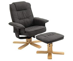 IDIMEX Fauteuil de Relaxation Charly avec Repose-Pieds Pouf, siège pivotant et Dossier inclinable, Assise rembourrée Confortable et Relax, revêtement en Tissu Gris Anthracite