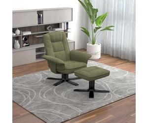 IDIMEX Fauteuil de Relaxation Charly avec Repose-Pieds Pouf, siège pivotant et Dossier inclinable, Assise rembourrée Confortable et Relax, revêtement en Velours côtelé Coloris Vert/Noir
