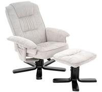 IDIMEX Fauteuil de Relaxation Charly avec Repose-Pieds pouf, siège pivotant et Dossier inclinable en velours côtelé blanc/noir Blanc/Noir G