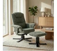 Idimex Fauteuil de relaxation Charly – repose-pieds, pivotant, dossier inclinable – tissu vert/noir