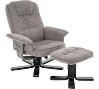 IDIMEX Fauteuil relax Charly avec tabouret pivotant inclinable gris [Charge maximale 100 kg] pour salon, fauteuil TV, fauteuil TV avec fonction allongée, fauteuil rembourré et tabouret