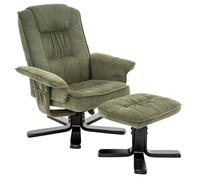 IDIMEX Fauteuil de Relaxation Charly avec Repose-Pieds pouf, siège pivotant et Dossier inclinable en velours côtelé vert/noir