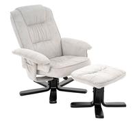 IDIMEX Fauteuil de Relaxation Charly avec Repose-Pieds pouf, siège pivotant et Dossier inclinable en velours côtelé blanc/noir