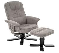 IDIMEX Fauteuil relax Charly avec tabouret pivotant inclinable gris [Charge maximale 100 kg] pour salon, fauteuil TV, fauteuil TV avec fonction allongée, fauteuil rembourré et tabouret