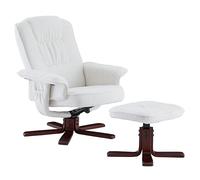 IDIMEX Fauteuil de Relaxation en Bouclette Blanc Charly avec Repose-Pieds, siège pivotant et Dossier inclinable, Assise rembourrée Maxi Confort