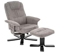 IDIMEX Fauteuil relax Charly avec tabouret pivotant inclinable gris [Charge maximale 100 kg] pour salon, fauteuil TV, fauteuil TV avec fonction allongée, fauteuil rembourré et tabouret