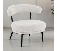 Fauteuil salon MANAO Design Moderne en Tissu Chenille effet Bouclette Couleur Beige, Sans Accoudoirs Beige