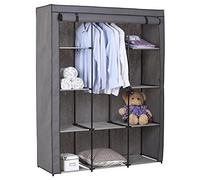 IDIMEX Garde-Robe en Tissu Steven Structure en métal laqué Noir, 9 tablettes repositionnables pour 7 possibilités d'aménagement, Coloris Gris Anthracite