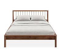 Lit 140 x 190 avec sommier APOANA en Bois Massif Coloris châtaignier, Cadre Robuste avec tête de lit à barreaux, lit Adulte Double pour Chambre Confortable et Moderne, Structure Stable