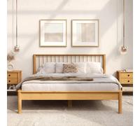 IDIMEX Lit 140 x 190 avec sommier APOANA en Bois Massif Coloris chêne, Cadre Robuste avec tête de lit à barreaux, lit Adulte Double pour Chambre Confortable et Moderne, Structure Stable