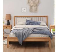Lit 140 x 200 avec sommier APOANA en bois massif - Coloris chêne Bois