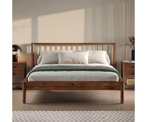 IDIMEX Lit 180 x 200 avec sommier APOANA en Bois Massif Coloris châtaignier, Cadre Robuste avec tête de lit à barreaux, lit Adulte Double King Size pour Chambre Confortable et Moderne