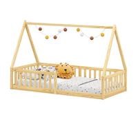 IDIMEX Lit Cabane 90x190 NICOLAS Lit Enfant en Pin Massif, Lit Montessori avec Barrières, Couchage 90x190 cm, Coloris naturel