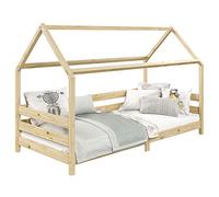 IDIMEX Lit cabane FINA lit Simple pour Enfant Montessori 90 x 190 cm, avec barrières de Protection sur 3 côtés, en pin Massif à la Finition Naturelle