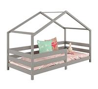 Lit cabane RENA 90 x 200 cm, en pin massif lasuré gris