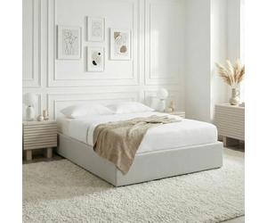 IDIMEX Lit Coffre Bliss 160x200 Rembourré en Tissu Gris, Lit Double Queen Size avec Sommier Coffre pour Un Rangement Optimal, Idéal pour Une Chambre Cosy et Moderne, Design Épuré, Structure en Bois