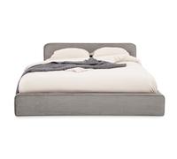 IDIMEX Lit Double CURSIO 140x190 cm, Revêtement en Tissu Velours côtelé Gris, Lit Style Moderne pour 2 Personnes, Cadre de lit en Bois avec sommier Inclus