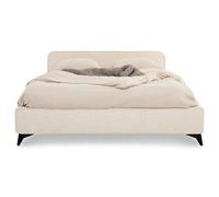 Lit double LEVERDA 140x190 cm, Revêtement en tissu, Lit style moderne pour 2 personnes, Cadre de lit avec sommier inclus, Blanc Blanc