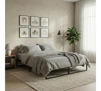 IDIMEX Lit Double SOVE, Grand Lit, 140 x 190 cm, Noir, Structure en Métal, Cadre Renforcé, Sommier Intégré, Style Industriel Minimaliste, Montage Simple