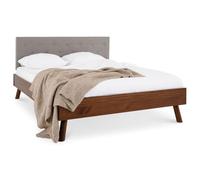 IDIMEX Lit futon avec tête de lit Karri Double pour Adulte, 140 x 200 cm, 2 Places, en Bois Massif, Couleur Gris et châtaignier, avec Barre Centrale de renforcement