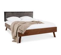 IDIMEX Lit futon avec tête de lit Karri Double pour Adulte, 140 x 200 cm, 2 Places, en Bois Massif, Couleur Gris et châtaignier, avec Barre Centrale de renforcement