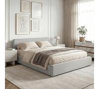 IDIMEX Lit Simple BELARTI 120x190 cm rembourré, Revêtement en Tissu Gris Clair, Lit Style Moderne pour 1 Personne, Cadre de lit en Bois avec sommier Inclus