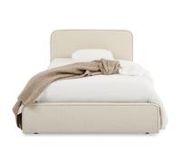 IDIMEX Lit Simple BELARTI 90x190 cm, Revêtement en Tissu, Lit Style Moderne pour 1 Personne, Cadre de lit en Bois avec sommier Inclus, Blanc crème