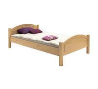 IDIMEX Lit Simple FLIMS 90 x 200 cm lit pour Enfant en pin Massif lasuré Couleur hêtre, avec tête et Pied de lit Arrondi