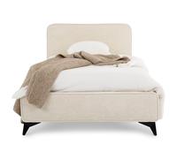 IDIMEX Lit Simple LEVERDA 90x190 cm, Revêtement en Tissu, Lit Style Moderne pour 1 Personne, Cadre de lit en Bois avec sommier Inclus, Blanc