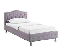 IDIMEX Lit Simple pour Adulte ou Enfant Biarritz Couchage 90 x 190 cm 1 Place / 1 Personne, avec sommier et Pieds en métal chromé, revêtement en Tissu capitonné Gris