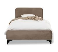 Lit Simple Ravello 90x190 cm, Revêtement en Tissu, Lit Style Moderne pour 1 Personne, Cadre de lit en Bois avec sommier Inclus, Grège