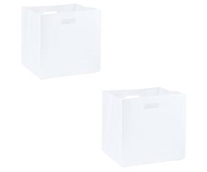 IDIMEX Lot de 2 boites de Rangement en Feutrine Felt, Panier de Rangement en Feutrine Blanc dim 32x32x32 cm, Cube de Rangement Pliable, Style Moderne