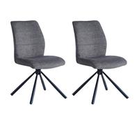 IDIMEX Lot de 2 chaises de Salle à Manger Taurus en Tissu Gris avec Assise rembourrée et rotative à 360° et Pieds en métal
