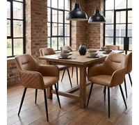 IDIMEX Lot de 2 Chaises Lisbon en Simili Cuir Brun, Chaise de Salle à Manger et Cuisine au Look Vintage, Dossier Enveloppant, Pieds en Métal, Parfait pour Compléter Une Table Contemporaine