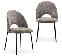 IDIMEX Lot de 2 chaises Serena avec revêtement en Tissu Gris et Structure en métal Noir, Chaise de Salle à Manger
