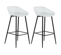 IDIMEX Lot de 2 tabourets de Bar IREK Chaise Haute pour Cuisine ou comptoir, Assise en Plastique Blanc et Pieds en métal Noir, Hauteur d'assise 75 cm